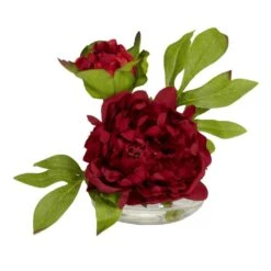 Indoor 6in. Artificial H Assorted Peony With Glass Vase (Set Of 3) -AFLORAL ONLINE STORE nearly natural artificial flowers 4789 1f 1000