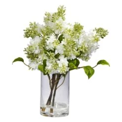 15 In. Artificial H White Lilac Silk Flower Arrangement