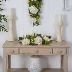 9.5 In. Artificial H White Snowball Hydrangea Triple Candelabrum 11 9.5 In. Artificial H White Snowball Hydrangea Triple Candelabrum -AFLORAL ONLINE STORE nearly natural artificial flowers 4806 31 1000