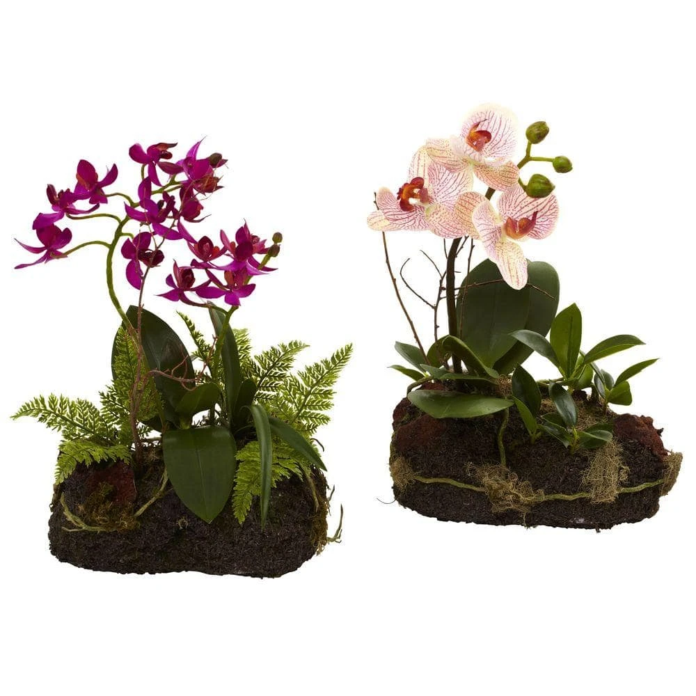 Artificial Orchid Island (Set Of 2) 3 Artificial Orchid Island (Set Of 2)
