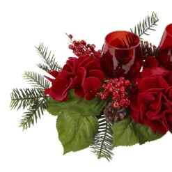 4 In. Artificial Triple Hydrangea Red Candelabrum -AFLORAL ONLINE STORE nearly natural artificial flowers 4876 1f 1000