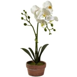 Artificial Phalaenopsis Orchid With Clay Vase (Set Of 4) -AFLORAL ONLINE STORE nearly natural artificial flowers 4991 s4 44 1000