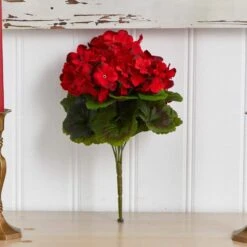 UV Resistant Indoor/Outdoor Geranium Artificial Bush (Set Of 4) -AFLORAL ONLINE STORE nearly natural artificial flowers 6140 s4 rd 1f 1000