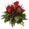 24 In. Mixed Anthurium Bush, Artificial Stems (Set Of 2) -AFLORAL ONLINE STORE nearly natural artificial flowers 6145 s2 64 1000