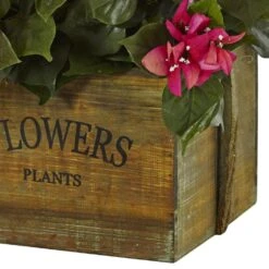 Artificial Indoor Bougainvillea Flowering Plant In Rustic Wood Planter -AFLORAL ONLINE STORE nearly natural artificial flowers 6323 4f 1000