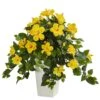 Hibiscus Artificial Plant In White Tower Planter -AFLORAL ONLINE STORE nearly natural artificial flowers 6364 yl 64 1000