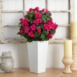 Bougainvillea Artificial Plant In White Tower Planter 11 Bougainvillea Artificial Plant In White Tower Planter -AFLORAL ONLINE STORE nearly natural artificial flowers 6374 31 1000