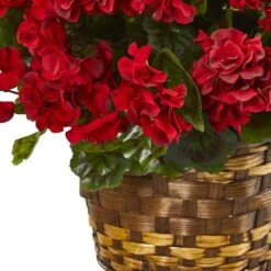 19 In. UV Resistant Indoor/Outdoor Geranium Hanging Basket Artificial Plant 8 19 In. UV Resistant Indoor/Outdoor Geranium Hanging Basket Artificial Plant -AFLORAL ONLINE STORE nearly natural artificial flowers 6421 rd 4f 1000