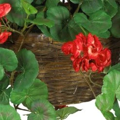 24 In. Artificial Geranium Silk Hanging Basket 11 24 In. Artificial Geranium Silk Hanging Basket -AFLORAL ONLINE STORE nearly natural artificial flowers 6609 rd 1f 1000