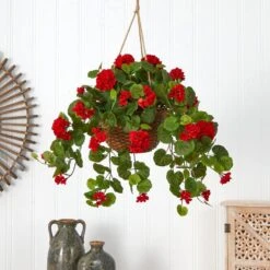 24 In. Artificial Geranium Silk Hanging Basket 13 24 In. Artificial Geranium Silk Hanging Basket -AFLORAL ONLINE STORE nearly natural artificial flowers 6609 rd 31 1000