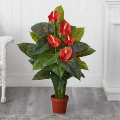 Real Touch 3 Ft. Artificial Anthurium Silk Plant -AFLORAL ONLINE STORE nearly natural artificial flowers 6619 4f 1000