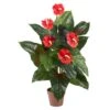 Real Touch 3 Ft. Artificial Anthurium Silk Plant -AFLORAL ONLINE STORE nearly natural artificial flowers 6619 64 1000