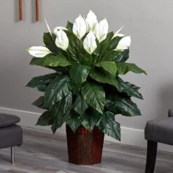 48 In. Artificial H Green Spathyfillum With Vase Silk Plant 7 48 In. Artificial H Green Spathyfillum With Vase Silk Plant -AFLORAL ONLINE STORE nearly natural artificial flowers 6638 31 1000