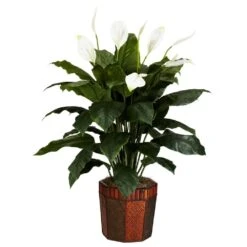 48 In. Artificial H Green Spathyfillum With Vase Silk Plant