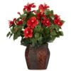 24 In. Artificial H Red Hibiscus With Vase Silk Plant 1 24 In. Artificial H Red Hibiscus With Vase Silk Plant -AFLORAL ONLINE STORE nearly natural artificial flowers 6667 64 1000