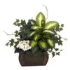 20 In. Artificial H Green African Violet, Dieffenbachia And Ivy With Chest Silk Plant 2 20 In. Artificial H Green African Violet, Dieffenbachia And Ivy With Chest Silk Plant -AFLORAL ONLINE STORE nearly natural artificial flowers 6684 64 1000