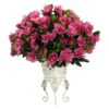 19 In. Artificial H Pink Azalea With Metal Planter Silk Plant -AFLORAL ONLINE STORE nearly natural artificial flowers 6687 64 1000