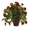 Artificial Geranium With Decorative Planter -AFLORAL ONLINE STORE nearly natural artificial flowers 6777 64 1000