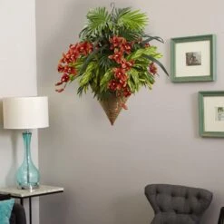 40 In. Artificial Mixed Tropical And Cymbidium Hanging Basket 9 40 In. Artificial Mixed Tropical And Cymbidium Hanging Basket -AFLORAL ONLINE STORE nearly natural artificial flowers 6850 31 1000