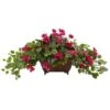 17 In. Artificial Bougainvillea In Metal Planter In Beauty