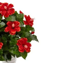 Indoor Hibiscus Artificial Flowering Plant In Swirl Planter 8 Indoor Hibiscus Artificial Flowering Plant In Swirl Planter -AFLORAL ONLINE STORE nearly natural artificial flowers 6976 4f 1000