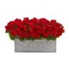 Indoor/Outdoor 18 In. Geranium Artificial Plant In Stone Planter UV Resistant -AFLORAL ONLINE STORE nearly natural artificial flowers 8061 rd 64 1000
