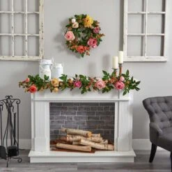 60 In. Artificial Mixed Peony And Berry Garland -AFLORAL ONLINE STORE nearly natural artificial garlands 4539 1f 1000