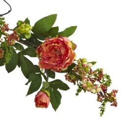 60 In. Artificial Mixed Peony And Berry Garland -AFLORAL ONLINE STORE nearly natural artificial garlands 4539 4f 1000