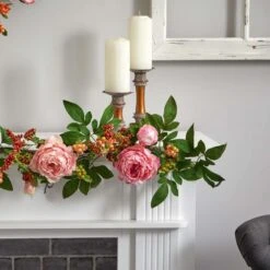 60 In. Artificial Mixed Peony And Berry Garland -AFLORAL ONLINE STORE nearly natural artificial garlands 4539 fa 1000