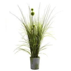 Artificial Grass And Dandelion With Cement Planter