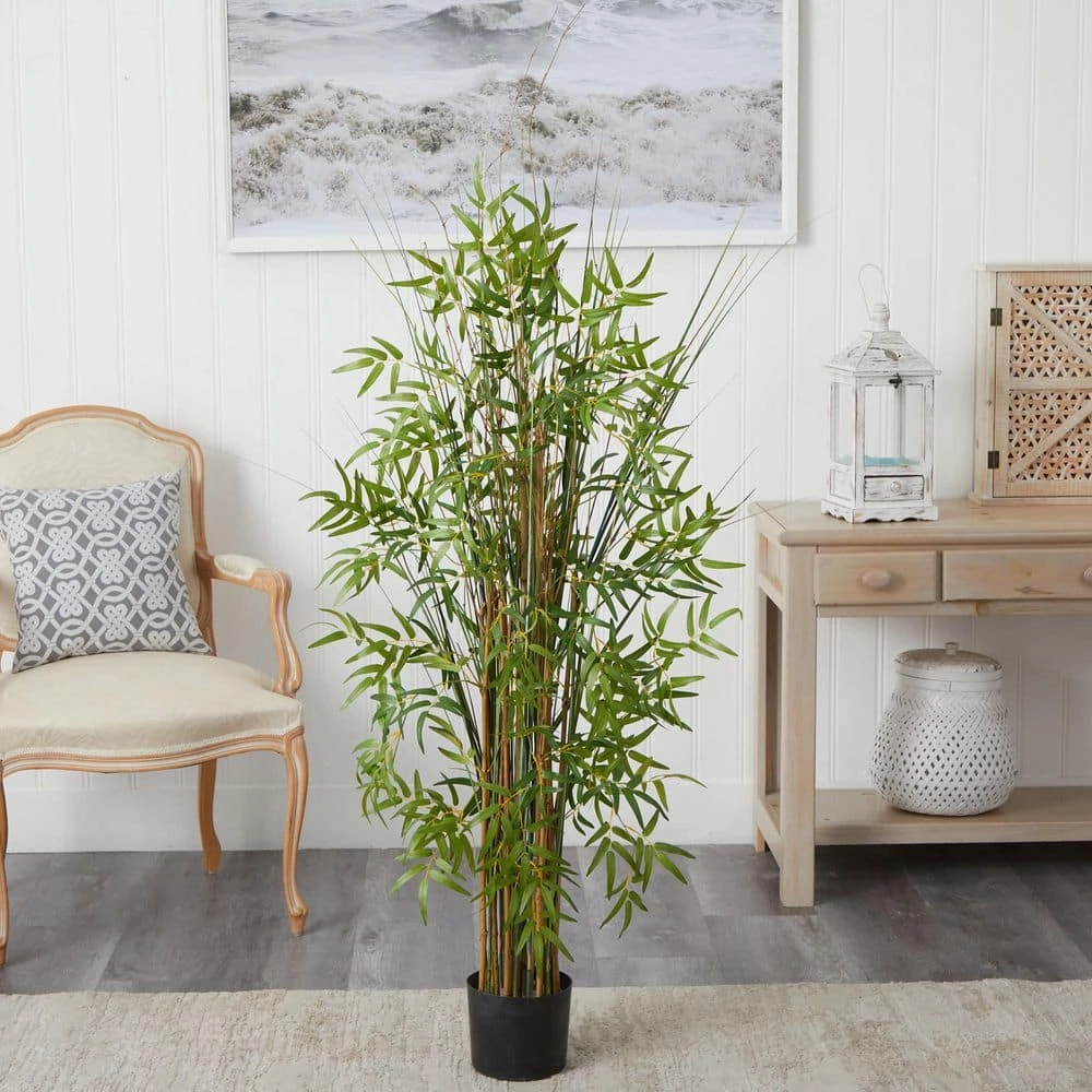 Indoor 5 Ft. Artificial Bamboo Grass Silk Plant In Pot 4 Indoor 5 Ft. Artificial Bamboo Grass Silk Plant In Pot - Image 3