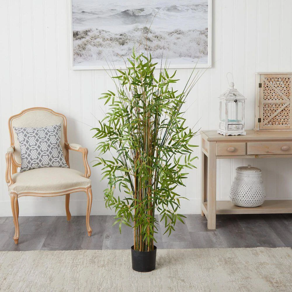 Indoor 5 Ft. Artificial Bamboo Grass Silk Plant In Pot 3 Indoor 5 Ft. Artificial Bamboo Grass Silk Plant In Pot - Image 2