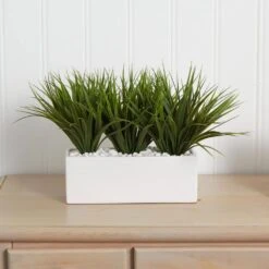 12 In. Artificial Vanilla Grass In Rectangular Planter 10 12 In. Artificial Vanilla Grass In Rectangular Planter -AFLORAL ONLINE STORE nearly natural artificial grass plants 6915 1f 1000