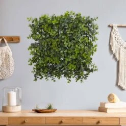 Indoor 12 In. W X 12 In. H Artificial Eucalyptus Privacy Panel Hedge Mat (Set Of 8) -AFLORAL ONLINE STORE nearly natural artificial hedges 6156 s8 31 1000