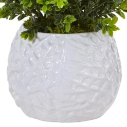 Indoor/Outdoor Artificial Boxwood Artficial Plant In White Vase -AFLORAL ONLINE STORE nearly natural artificial shrubs 6310 4f 1000