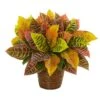 17 In. Garden Croton Artificial Plant In Basket (Real Touch) -AFLORAL ONLINE STORE nearly natural artificial shrubs 8870 64 1000