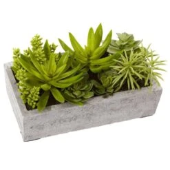 Artificial Succulent Garden With Concrete Planter