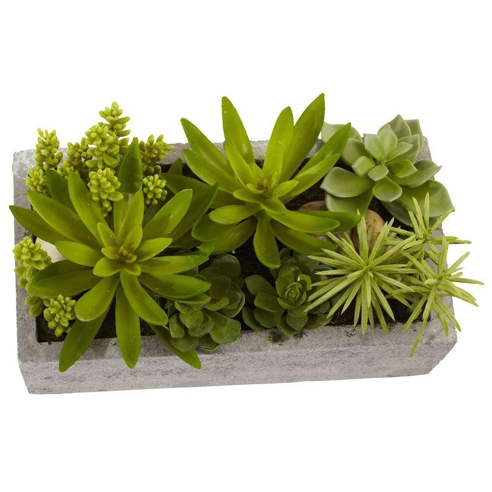 Artificial Succulent Garden With Concrete Planter 4 Artificial Succulent Garden With Concrete Planter - Image 2