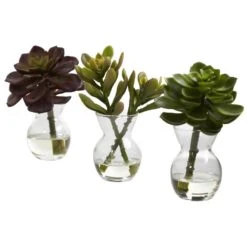 Artificial Succulent Arrangements (Set Of 3) -AFLORAL ONLINE STORE nearly natural artificial succulents 4954 s3 77 1000