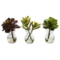Artificial Succulent Arrangements (Set Of 3) -AFLORAL ONLINE STORE nearly natural artificial succulents 4954 s3 c3 1000