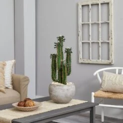 Indoor 2.5 Ft. Cactus Artificial Plant In Bowl Planter -AFLORAL ONLINE STORE nearly natural artificial succulents 6546 31 1000