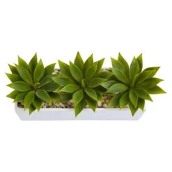 7 In. Artificial Agave Succulent In Rectangular Planter -AFLORAL ONLINE STORE nearly natural artificial succulents 6916 4f 1000