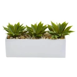 7 In. Artificial Agave Succulent In Rectangular Planter