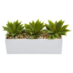 7 In. Artificial Agave Succulent In Rectangular Planter -AFLORAL ONLINE STORE nearly natural artificial succulents 6916 c3 1000