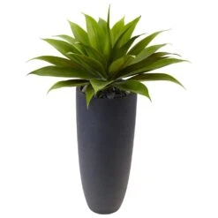 Indoor 38 In. H Agave Artificial Plant In Gray Cylinder Planter