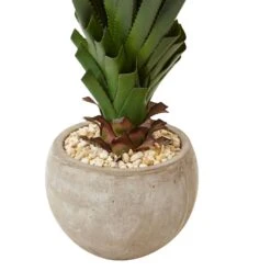 Indoor/Outdoor Spiked Agave Artificial Plant In Sand Colored Bowl -AFLORAL ONLINE STORE nearly natural artificial succulents 6962 1f 1000