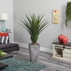 Indoor/Outdoor 5 Ft. H Spiked Artificial Agave In Cement Planter 10 Indoor/Outdoor 5 Ft. H Spiked Artificial Agave In Cement Planter -AFLORAL ONLINE STORE nearly natural artificial succulents 6967 1f 1000
