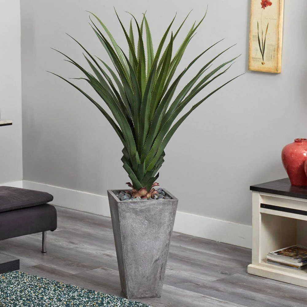 Indoor/Outdoor 5 Ft. H Spiked Artificial Agave In Cement Planter 7 Indoor/Outdoor 5 Ft. H Spiked Artificial Agave In Cement Planter - Image 5
