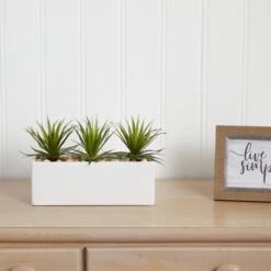 Indoor Mini Agave Artificial Plant In Rectangular Ceramic -AFLORAL ONLINE STORE nearly natural artificial succulents 6974 31 1000