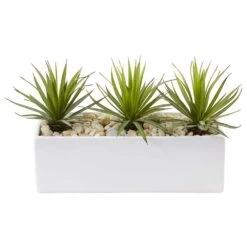 Indoor Mini Agave Artificial Plant In Rectangular Ceramic